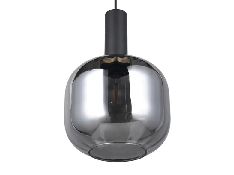 Kleine LED Pendelleuchte 1-flammig mit Glasschirm Chrom bedampft, Ø 20cm