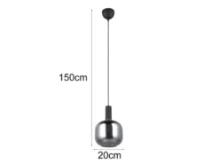 Kleine LED Pendelleuchte 1-flammig mit Glasschirm Chrom bedampft, Ø 20cm
