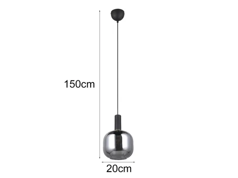 Kleine LED Pendelleuchte 1-flammig mit Glasschirm Chrom bedampft, Ø 20cm