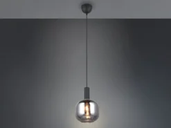 Kleine LED Pendelleuchte 1-flammig mit Glasschirm Chrom bedampft, Ø 20cm