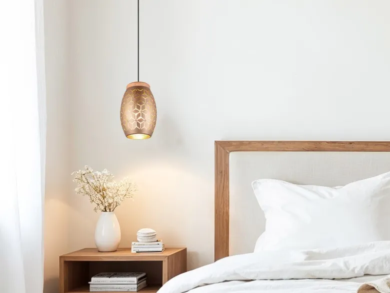 Kleine LED Pendelleuchte in Coffee mit ausgefallenem Stanzmuster, Ø 15cm