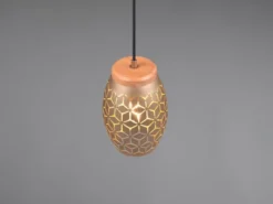 Kleine LED Pendelleuchte in Coffee mit ausgefallenem Stanzmuster, Ø 15cm
