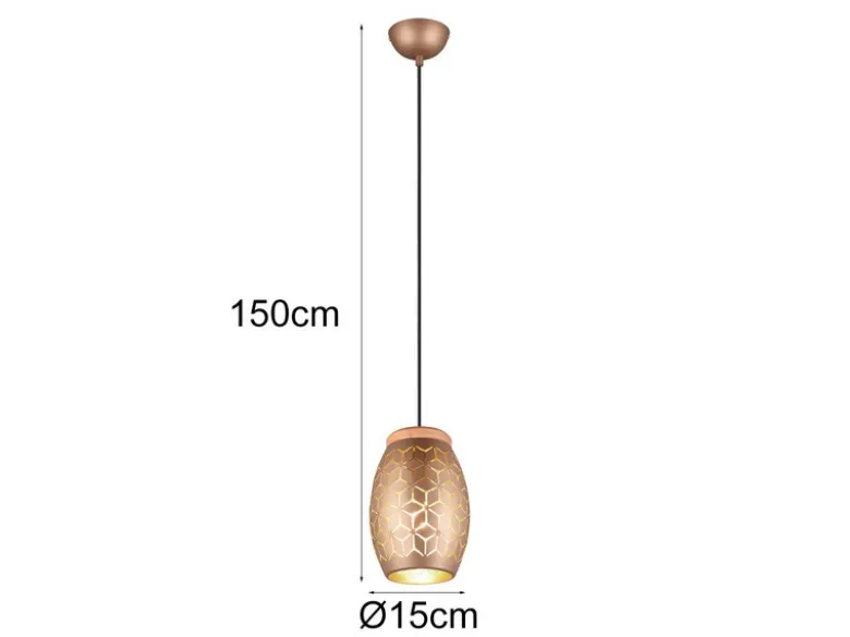 Kleine LED Pendelleuchte in Coffee mit ausgefallenem Stanzmuster, Ø 15cm