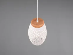Kleine LED Pendelleuchte in Weiß mit ausgefallenem Stanzmuster, Ø 15cm