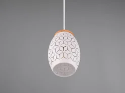 Kleine LED Pendelleuchte in Weiß mit ausgefallenem Stanzmuster, Ø 15cm