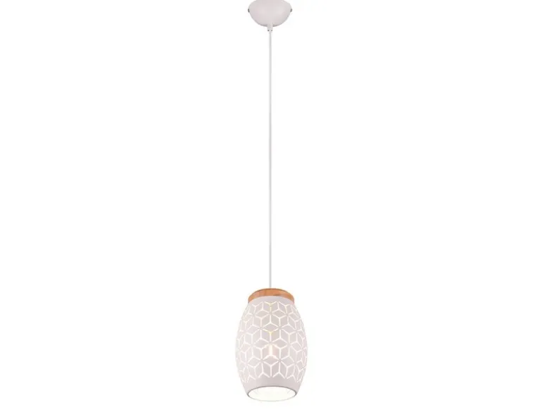 Kleine LED Pendelleuchte in Weiß mit ausgefallenem Stanzmuster, Ø 15cm