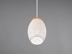 Kleine LED Pendelleuchte in Weiß mit ausgefallenem Stanzmuster, Ø 15cm