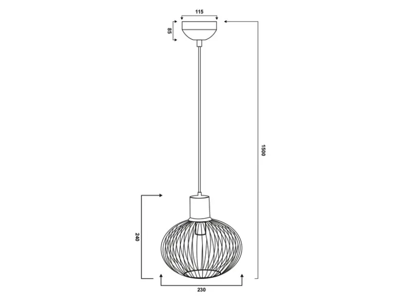 Kleine LED Pendelleuchte mit Gitter Lampenschirm Schwarz, Ø 23cm