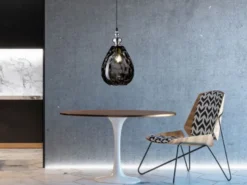 Kleine LED Pendelleuchte mit Rauchglas Lampenschirm, Ø 20cm