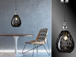 Kleine LED Pendelleuchte mit Rauchglas Lampenschirm, Ø 20cm