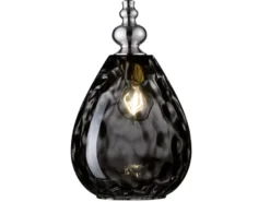 Kleine LED Pendelleuchte mit Rauchglas Lampenschirm, Ø 20cm