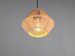 Kleine LED Pendelleuchte mit Lampenschirm aus geflochtenem Papiergarn, Ø 20cm