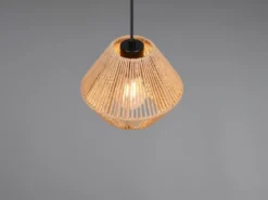 Kleine LED Pendelleuchte mit Lampenschirm aus geflochtenem Papiergarn, Ø 20cm