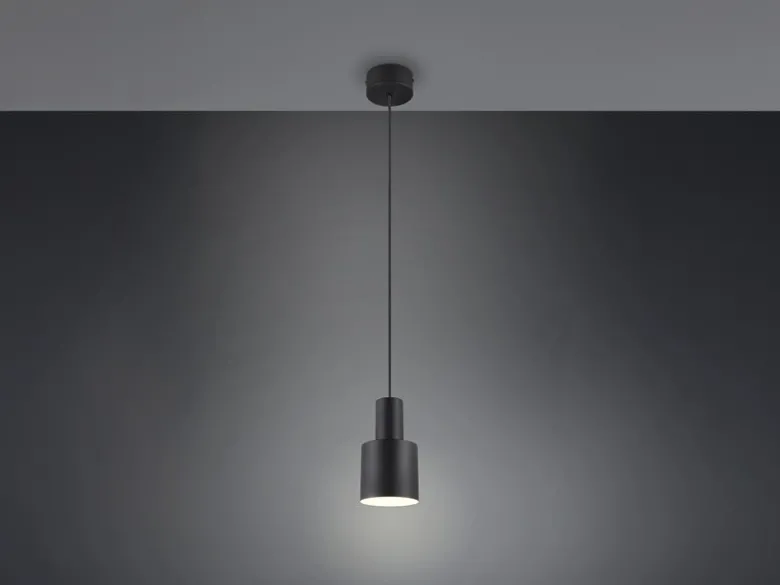 Kleine LED Pendelleuchte mit Metall Lampenschirm Schwarz, Ø 12cm