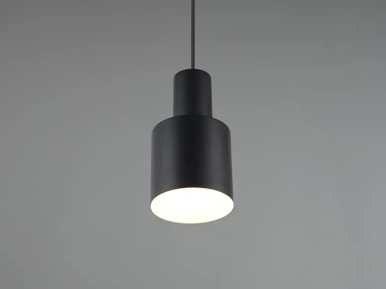 Kleine LED Pendelleuchte mit Metall Lampenschirm Schwarz, Ø 12cm