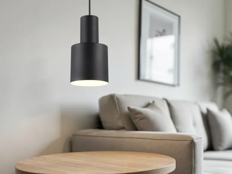 Kleine LED Pendelleuchte mit Metall Lampenschirm Schwarz, Ø 12cm