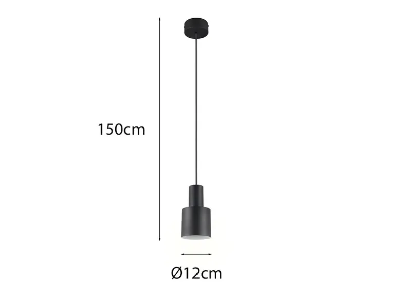 Kleine LED Pendelleuchte mit Metall Lampenschirm Schwarz, Ø 12cm