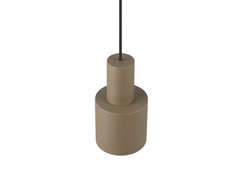 Kleine LED Pendelleuchte mit Metall Lampenschirm Taupe, Ø 12cm