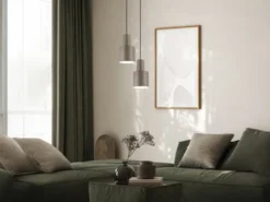 Kleine LED Pendelleuchte mit Metall Lampenschirm Taupe, Ø 12cm