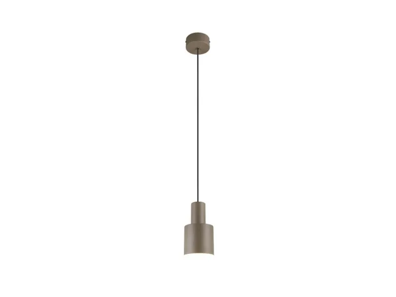 Kleine LED Pendelleuchte mit Metall Lampenschirm Taupe, Ø 12cm