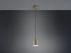 Kleine LED Pendelleuchte mit Metall Lampenschirm Taupe, Ø 12cm