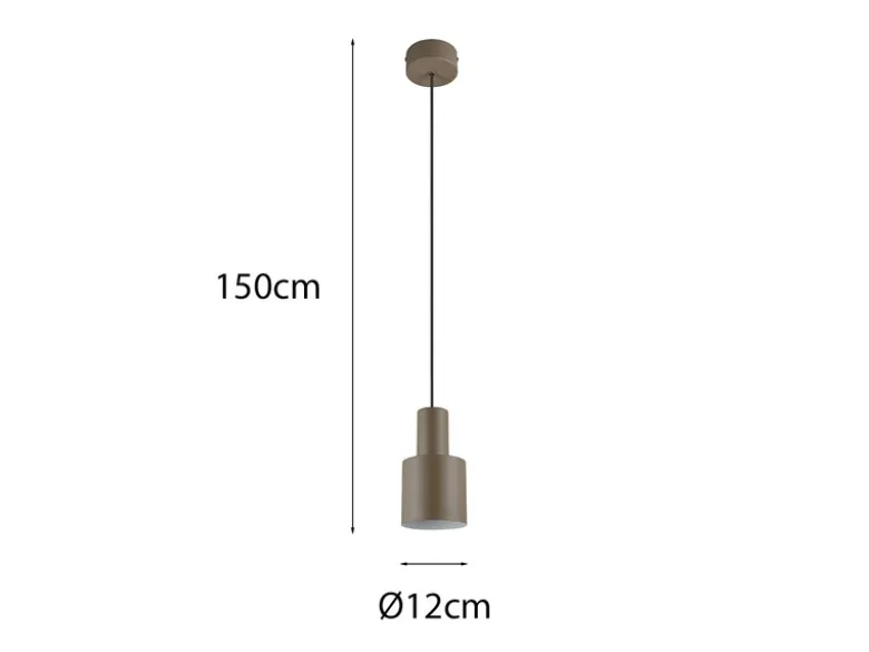 Kleine LED Pendelleuchte mit Metall Lampenschirm Taupe, Ø 12cm