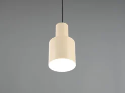 Kleine LED Pendelleuchte mit Metall Lampenschirm Beige, Ø 12cm