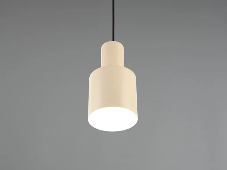 Kleine LED Pendelleuchte mit Metall Lampenschirm Beige, Ø 12cm