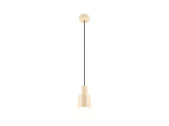 Kleine LED Pendelleuchte mit Metall Lampenschirm Beige, Ø 12cm