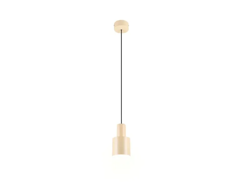 Kleine LED Pendelleuchte mit Metall Lampenschirm Beige, Ø 12cm