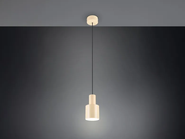 Kleine LED Pendelleuchte mit Metall Lampenschirm Beige, Ø 12cm