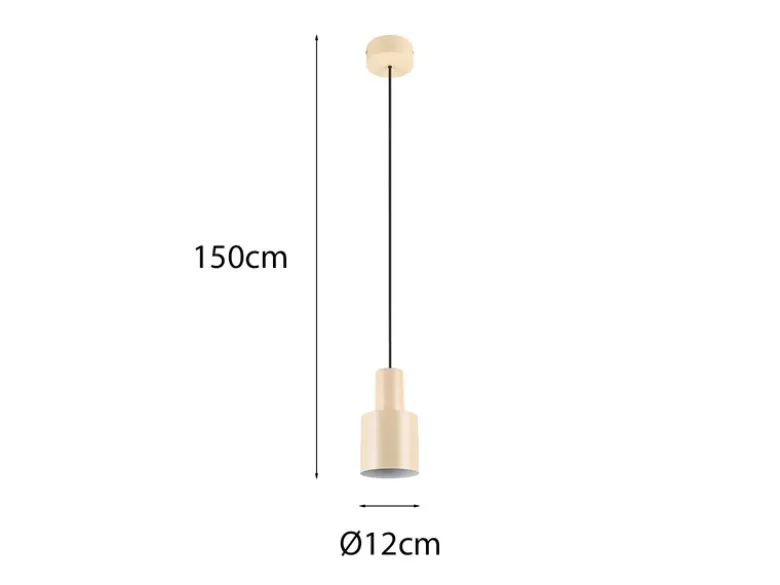 Kleine LED Pendelleuchte mit Metall Lampenschirm Beige, Ø 12cm