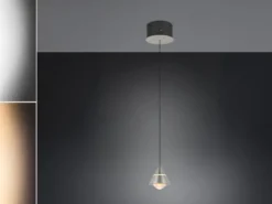 Kleine LED Pendelleuchte ROMEO höhenverstellbar, einflammig, Silber Ø 10cm
