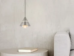 Kleine LED Pendelleuchte ROMEO höhenverstellbar, einflammig, Silber Ø 10cm