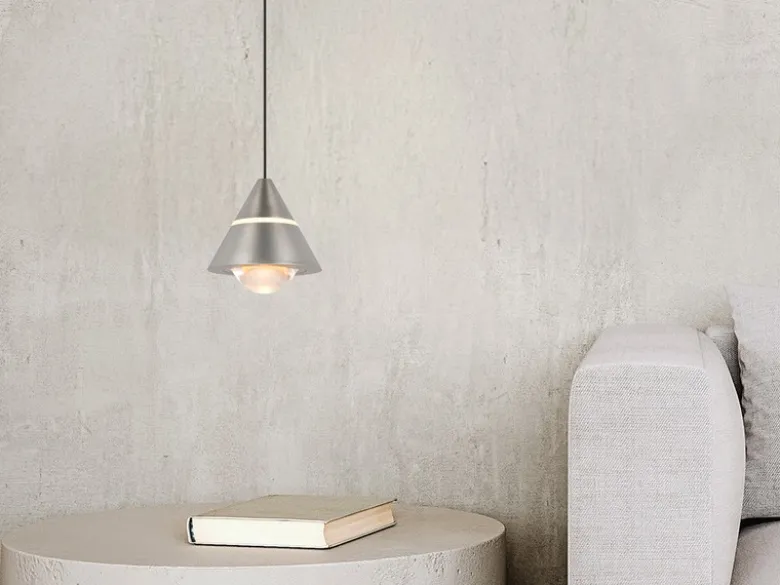 Kleine LED Pendelleuchte ROMEO höhenverstellbar, einflammig, Silber Ø 10cm