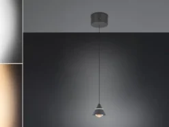 Kleine LED Pendelleuchte ROMEO höhenverstellbar, einflammig, Schwarz Ø 10cm