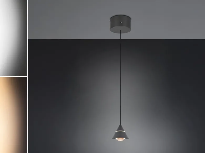 Kleine LED Pendelleuchte ROMEO höhenverstellbar, einflammig, Schwarz Ø 10cm
