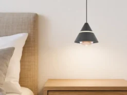 Kleine LED Pendelleuchte ROMEO höhenverstellbar, einflammig, Schwarz Ø 10cm