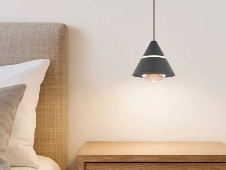 Kleine LED Pendelleuchte ROMEO höhenverstellbar, einflammig, Schwarz Ø 10cm