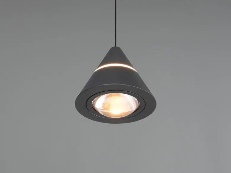 Kleine LED Pendelleuchte ROMEO höhenverstellbar, einflammig, Schwarz Ø 10cm