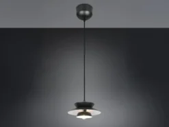Kleine LED Pendelleuchte skandinavisch mit Metall Lampenschirm Schwarz Ø 25cm