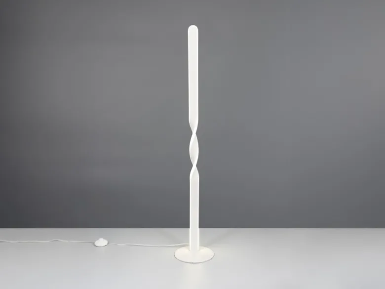 Kleine LED Stehlampe GINKO Metall Weiß, Höhe 110cm