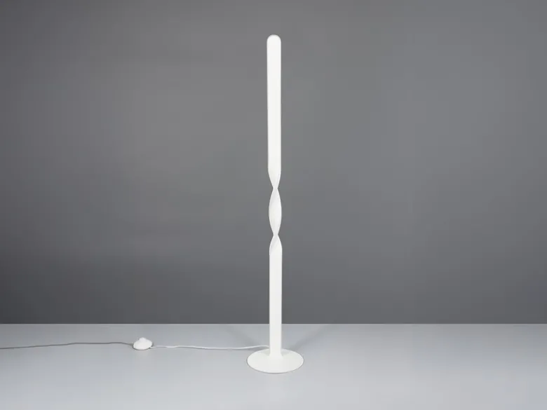 Kleine LED Stehlampe GINKO Metall Weiß, Höhe 110cm
