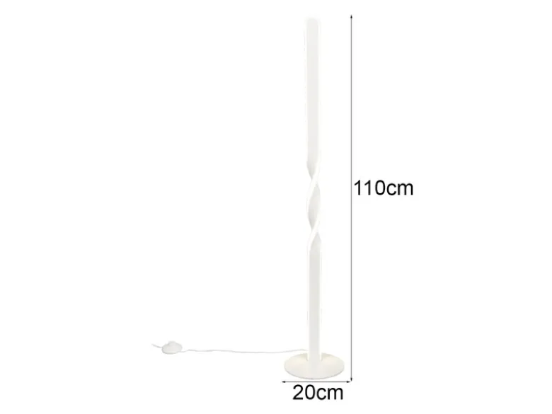 Kleine LED Stehlampe GINKO Metall Weiß, Höhe 110cm