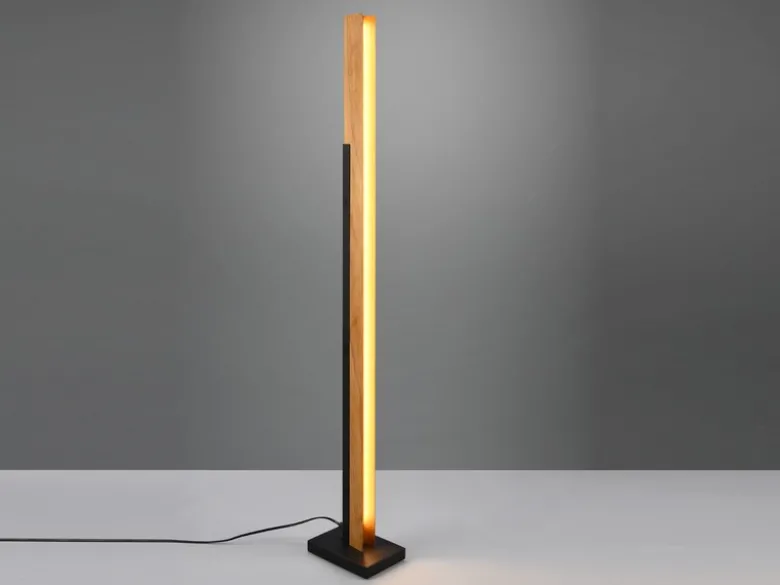 Kleine LED Stehlampe KERALA aus Holz mit Touch Dimmer, Höhe 120cm
