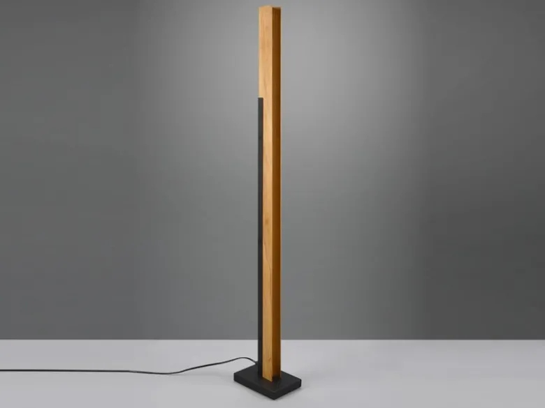 Kleine LED Stehlampe KERALA aus Holz mit Touch Dimmer, Höhe 120cm