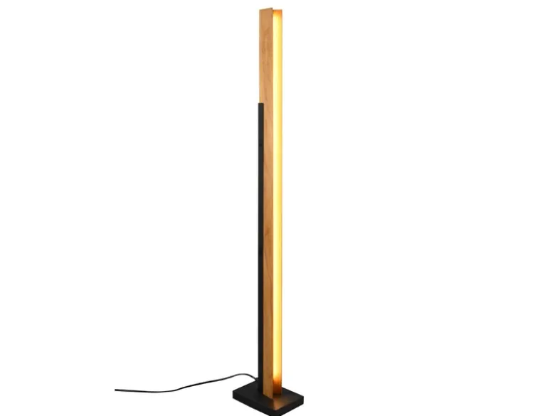 Kleine LED Stehlampe KERALA aus Holz mit Touch Dimmer, Höhe 120cm