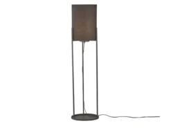 Kleine LED Stehlampe Schwarz mit Stoffschirm innen Gold, Höhe 114cm
