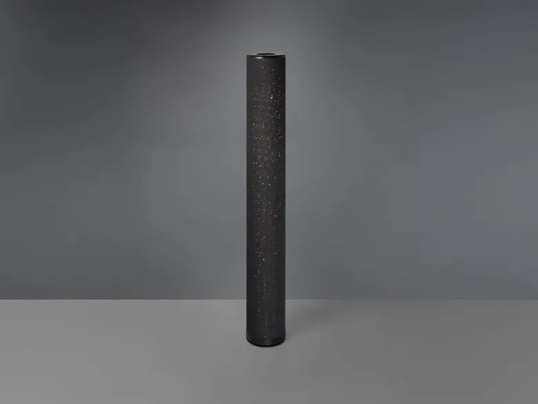 Kleine LED Stehlampe TACO mit Starlight Effekt, Stoff Schwarz Gold, Höhe 103cm