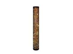 Kleine LED Stehlampe TACO mit Starlight Effekt, Stoff Schwarz Gold, Höhe 103cm